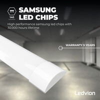 Ledvion 5x 5ft LED Batten - Samsung LED - 40W - 5600lm - 6500K - Daylight - Twin - Slimline - 5 Year Warranty