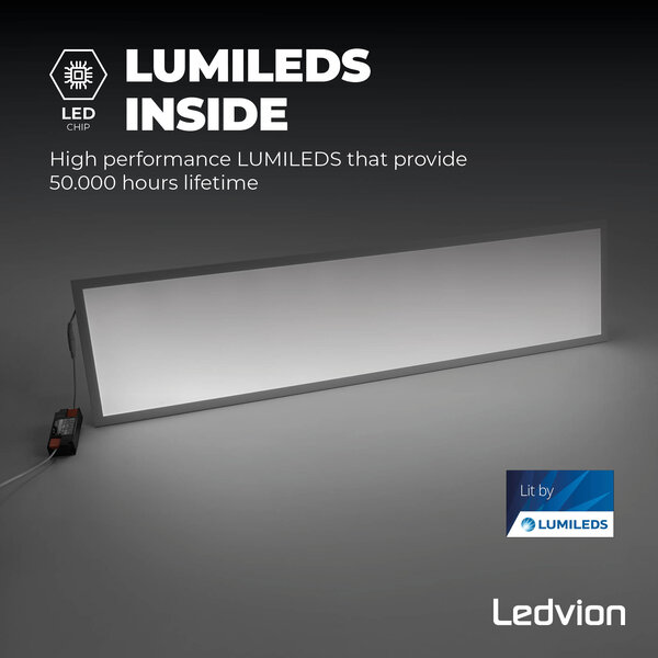 Ledvion 6x Lumileds LED Panel 30x120 - 36W - 4000K - 125 lm/W - UGR <22 - 5 Years Warranty