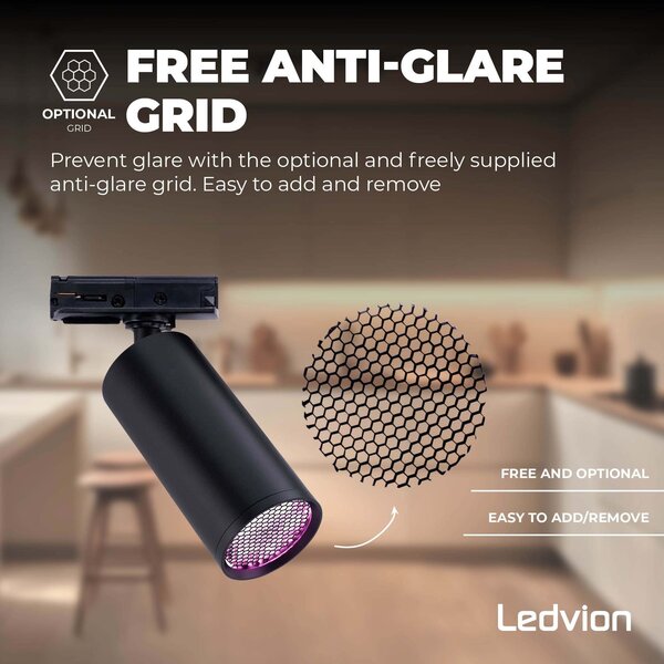 Ledvion 1m Smart LED Track Lighting - 2 Track Spotlights - 4.9W - RGB+CCT - Dimmable - Black - Single Circuit