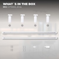 Ledvion 2m LED Track Lighting - 4 Track Spotlights - GU10 - Dimmable - White - Single Circuit