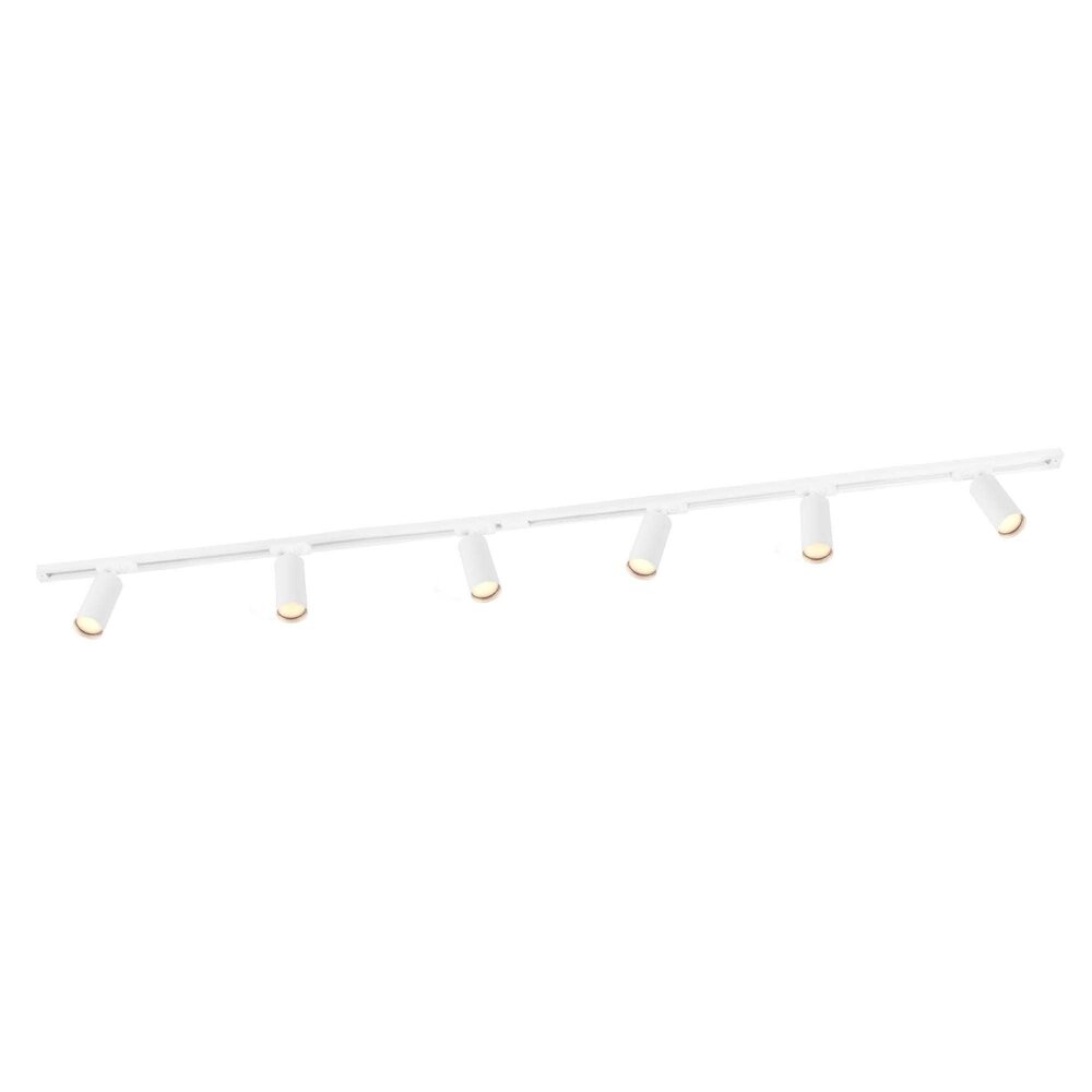 Ledvion 2m LED Track Lighting - 6 Track Spotlights - GU10 - Dimmable - White - Single Circuit