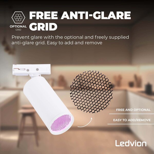 Ledvion 1m Smart LED Track Lighting - 3 Track Spotlights - 4.9W - RGB+CCT - Dimmable - White - Single Circuit