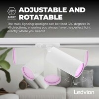 Ledvion 1m Smart LED Track Lighting - 3 Track Spotlights - 4.9W - RGB+CCT - Dimmable - White - Single Circuit