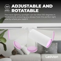 Ledvion 1m Smart LED Track Lighting - 4 Track Spotlights - 4.9W - RGB+CCT - Dimmable - White - Single Circuit