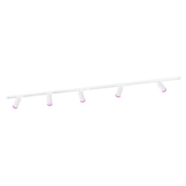 Ledvion 2m Smart LED Track Lighting - 5 Track Spotlights - 4.9W - RGB+CCT - Dimmable - White - Single Circuit