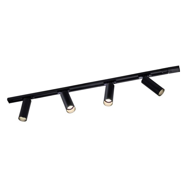 Ledvion 1m LED Track Lighting - 4 Track Spotlights - GU10 - Dimmable - Black - Single Circuit