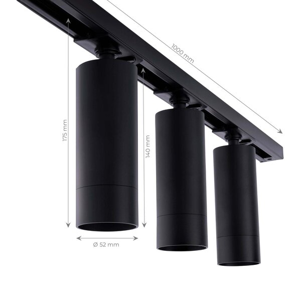 Ledvion 1m Smart LED Track Lighting - 3 Track Spotlights - 4.9W - RGB+CCT - Dimmable - Black - Single Circuit
