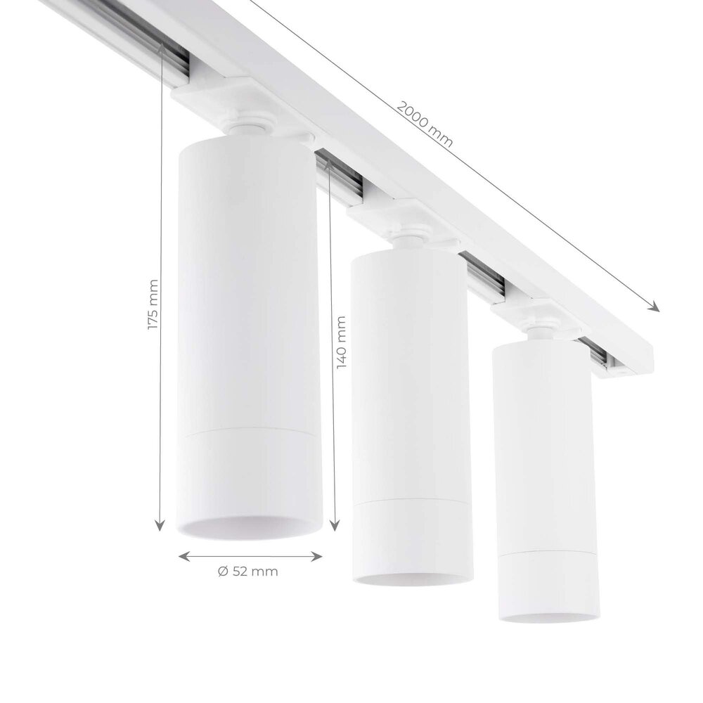 Ledvion 2m Smart LED Track Lighting - 4 Track Spotlights - 4.9W - RGB+CCT - Dimmable - White - Single Circuit