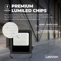 Ledvion LED Floodlight 50W – Philips Lumileds - 6000K - 6750 Lumen – Asymmetrical - 5 Year warranty