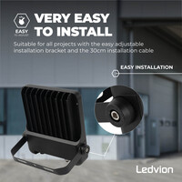 Ledvion LED Floodlight 50W – Philips Lumileds - 6000K - 6750 Lumen – Asymmetrical - 5 Year warranty