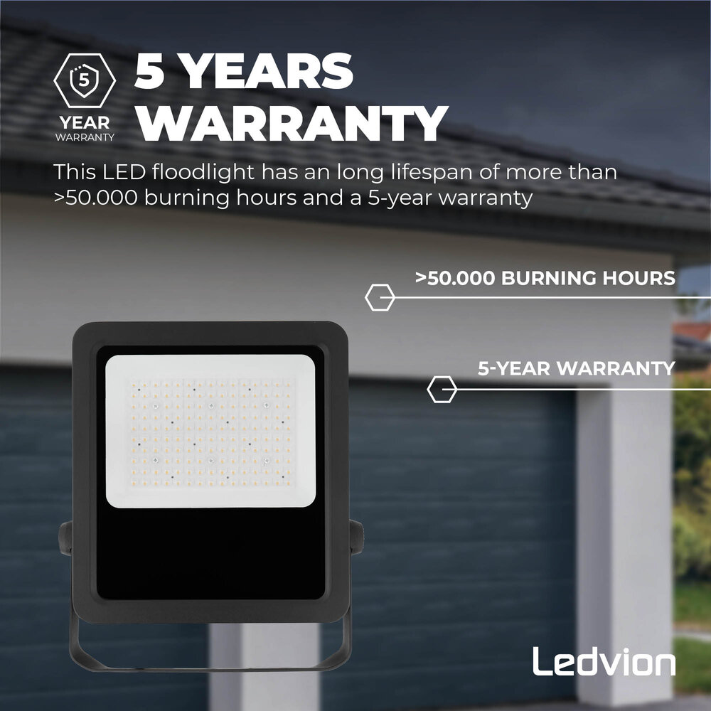 Ledvion LED Floodlight 100W – Philips Lumileds - 6000K - 14.000 Lumen – Asymmetrical - 5 Year warranty
