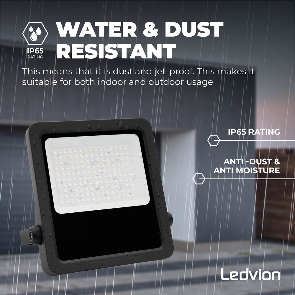 Ledvion LED Floodlight 100W – Philips Lumileds - 6000K - 14.000 Lumen – Asymmetrical - 5 Year warranty