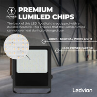 Ledvion LED Floodlight 150W – Philips Lumileds - 4000K - 21.000 Lumen – Asymmetrical - 5 Year warranty