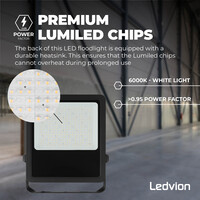 Ledvion LED Floodlight 150W – Philips Lumileds - 6000K - 21.000 Lumen – Asymmetrical - 5 Year warranty