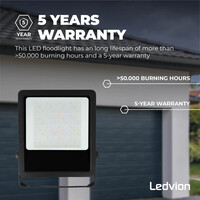 Ledvion LED Floodlight 200W – Philips Lumileds - 6000K - 28.000 Lumen – Asymmetrical - 5 Year warranty
