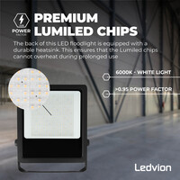Ledvion LED Floodlight 200W – Philips Lumileds - 6000K - 28.000 Lumen – Asymmetrical - 5 Year warranty