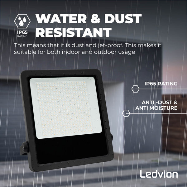 Ledvion LED Floodlight 200W – Philips Lumileds - 6000K - 28.000 Lumen – Asymmetrical - 5 Year warranty