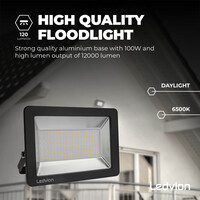 Ledvion LED Floodlight 100W - Osram LED - IP65 - 6500K - 12.000 Lumen - 5 Year Warranty