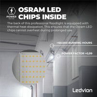 Ledvion LED Floodlight With PIR Sensor - 150W - Osram LED - IP65 - 6500K - 18.000 Lumen - 5 Year Warranty