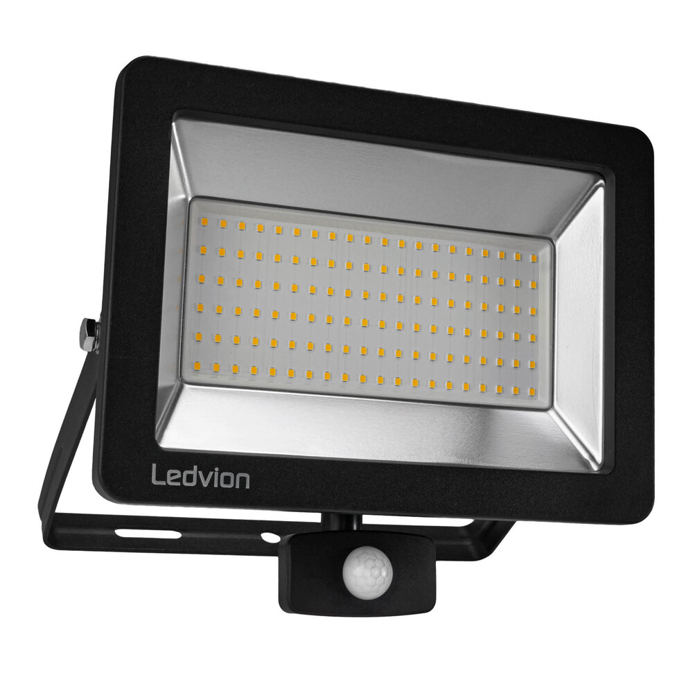 Ledvion LED Floodlight With PIR Sensor - 100W - Osram LED - IP65 - 6500K - 12.000 Lumen - 5 Year Warranty