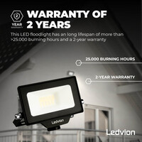 Ledvion LED Floodlight 10W - Osram LED - IP65 - 4000K - Cool White - 1100 Lumen