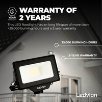 Ledvion LED Floodlight 10W - Osram LED - IP65 - 6500K - Daylight - 1100 Lumen