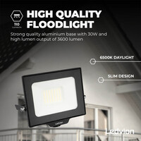 Ledvion LED Floodlight 30W - Osram LED - IP65 - 6500K - Daylight - 3600 Lumen