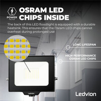 Ledvion LED Floodlight 30W - Osram LED - IP65 - 6500K - Daylight - 3600 Lumen