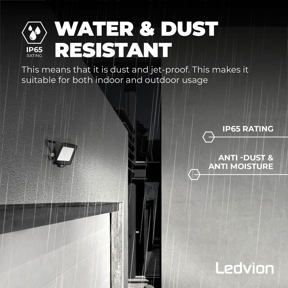 Ledvion LED Floodlight 30W - Osram LED - IP65 - 6500K - Daylight - 3600 Lumen
