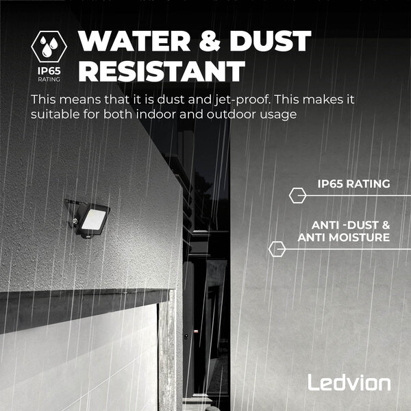 Ledvion LED Floodlight 30W - Osram LED - IP65 - 6500K - Daylight - 3600 Lumen