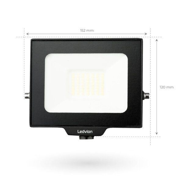 Ledvion LED Floodlight 30W - Osram LED - IP65 - 6500K - Daylight - 3600 Lumen