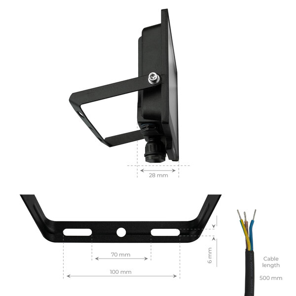 Ledvion LED Floodlight 30W - Osram LED - IP65 - 6500K - Daylight - 3600 Lumen