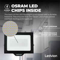 Ledvion LED Floodlight 100W - Osram LED - IP65 - 4000K - Cool White - 12.000 Lumen
