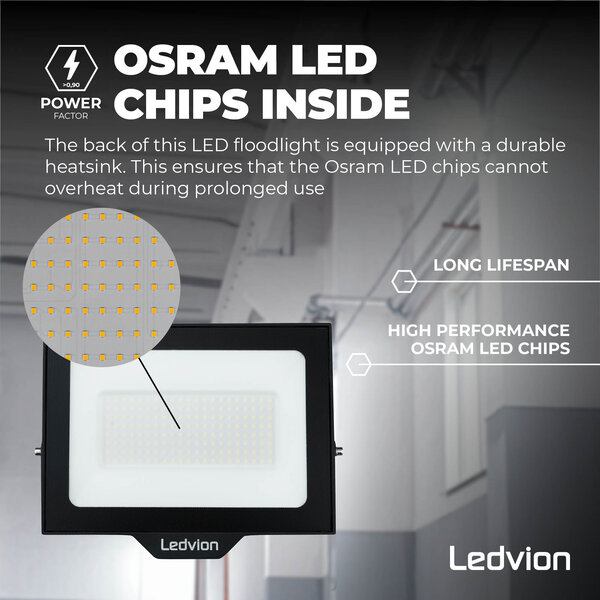 Ledvion LED Floodlight 100W - Osram LED - IP65 - 4000K - Cool White - 12.000 Lumen