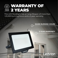 Ledvion LED Floodlight 100W - Osram LED - IP65 - 4000K - Cool White - 12.000 Lumen