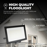 Ledvion LED Floodlight 150W - Osram LED - IP65 - 4000K - Cool White - 18.000 Lumen