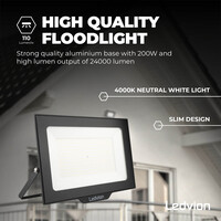 Ledvion LED Floodlight 200W - Osram LED - IP65 - 4000K - Cool White - 24.000 Lumen