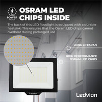 Ledvion LED Floodlight 200W - Osram LED - IP65 - 4000K - Cool White - 24.000 Lumen