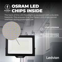 Ledvion LED Floodlight 200W - Osram LED - IP65 - 6500K - Daylight - 24.000 Lumen