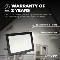 Ledvion LED Floodlight 200W - Osram LED - IP65 - 6500K - Daylight - 24.000 Lumen