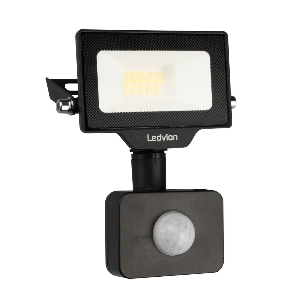 Ledvion LED Floodlight With PIR Sensor - 10W - Osram LED - IP65 - 4000K - 1100 Lumen - Outdoor Security Lights