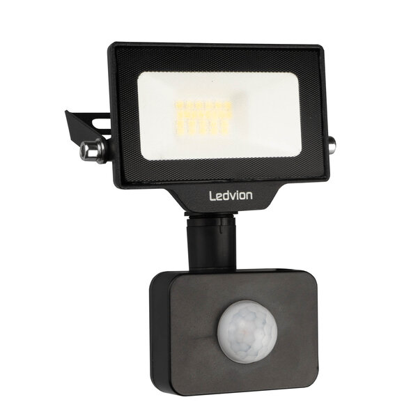 Ledvion LED Floodlight With PIR Sensor - 10W - Osram LED - IP65 - 4000K - 1100 Lumen - Outdoor Security Lights