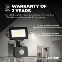 Ledvion LED Floodlight With PIR Sensor - 10W - Osram LED - IP65 - 4000K - 1100 Lumen - Outdoor Security Lights