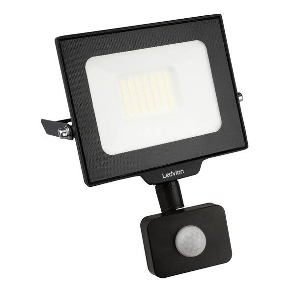 Ledvion LED Floodlight With PIR Sensor - 30W - Osram LED - IP65 - 6500K - 3600 Lumen - Outdoor Security Lights