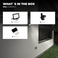 Ledvion LED Floodlight With PIR Sensor - 50W - Osram LED - IP65 - 4000K - 6000 Lumen - Outdoor Security Lights