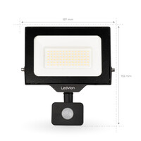 Ledvion LED Floodlight With PIR Sensor - 50W - Osram LED - IP65 - 6500K - 6000 Lumen - Outdoor Security Lights