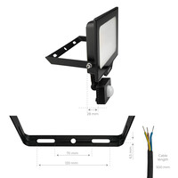 Ledvion LED Floodlight With PIR Sensor - 50W - Osram LED - IP65 - 6500K - 6000 Lumen - Outdoor Security Lights
