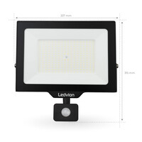Ledvion LED Floodlight With PIR Sensor - 150W - Osram LED - IP65 - 4000K - 18.000 Lumen - Outdoor Security Lights