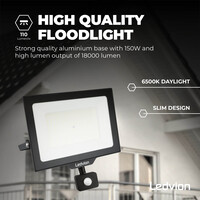 Ledvion LED Floodlight With PIR Sensor - 150W - Osram LED - IP65 - 6500K - 18.000 Lumen - Outdoor Security Lights