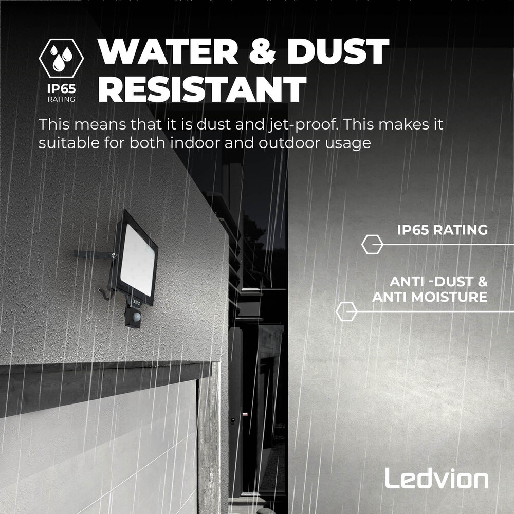Ledvion LED Floodlight With PIR Sensor - 150W - Osram LED - IP65 - 6500K - 18.000 Lumen - Outdoor Security Lights